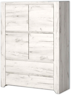 Highboard Angel Kommode 84cm 4-türig mit Schubladen weißeiche