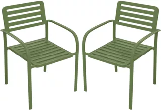 Vente-unique - NILY Gartenessgruppe Metall Grün - B 55 cm x H 79,5 cm x L 55 cm