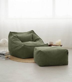 mokebo Sitzsack Der Lümmel (aus Cordstoff), gemütlicher Cordsessel mit Hocker oder Armlehnensessel in Grün