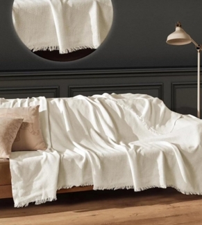 Wohndecke Wohndecke Mea in Creme 100% Biobaumwolle, Sandiik
