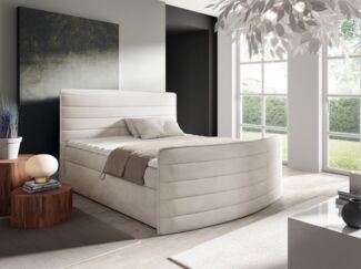 Boxspringbett Schlafzimmerbett AMBRA 120x200cm Stoff Elisa Velvet Creme