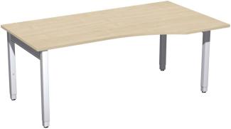 PC-Schreibtisch '4 Fuß Pro Quadrat' rechts höhenverstellbar, 180 x 100 x 68-86cm, Ahorn / Silber