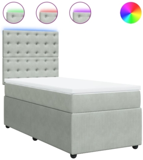 vidaXL Boxspringbett mit Matratze Hellgrau 90x190 cm Samt 3294526