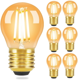 ZMH 6er-Pack E27 LED-Filamentlampen: G45 Vintage-Glühbirne, Edison-Retro-Glühbirne, Warmweiß 2700 K, Glühbirnen 4 W