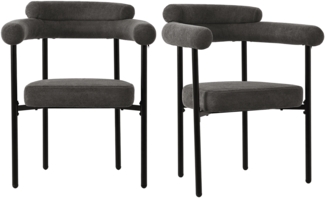 Merax Esszimmerstuhl (Set, 2 St), 2er Set Polsterstühle Wohnzimmer Samt Küchenstühle Eisengestell, Dunkelgrau
