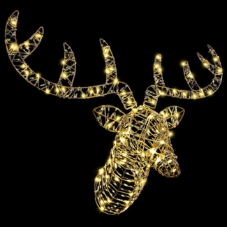 vidaXL Rentier Zieh Schlitten Warmweiß 68 x 36,5 x 62,5 cm Rattan 42019067