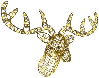 vidaXL Rentier Zieh Schlitten Warmweiß 68 x 36,5 x 62,5 cm Rattan 42019067