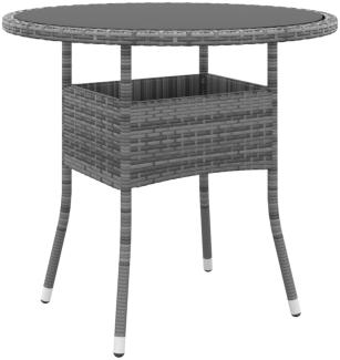 vidaXL Gartentisch Ø80x75 cm Hartglas und Poly Rattan Grau 310606