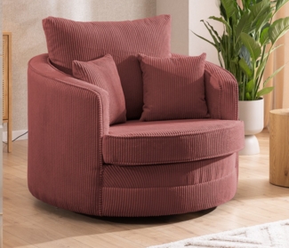 S-Style Möbel Drehsessel Ted Love Seat XXL 360 Grad drehbar aus Cord-Stoff, mit Wellenfederung