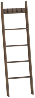 COSTWAY Handtuchhalter, stehend, Bambus 5-stufiges Leiterregal mit 4 abnehmbaren Haken