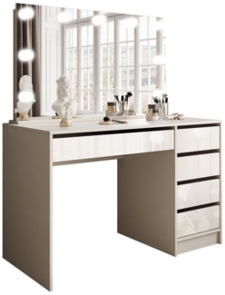 Lookway Schminktisch MADA ELITE KASCHMIR mit Spiegel und LED Beleuchtung (1x Schreibtisch 1x Spiegel), Breite: 120 cm