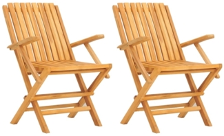 vidaXL Gartenstühle 2 Stk. Klappbar 61x67x90 cm Massivholz Teak 362758