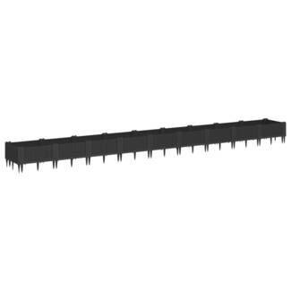 vidaXL Pflanzkasten mit Erdspießen Schwarz 362,5x42,5x28,5 cm PP 368022