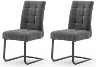 Esszimmerstühle Freischwinger 2er Set mit Metallgriff in dunkelgrau SVELVIK-05, B/H/T ca. 48/96/64 cm