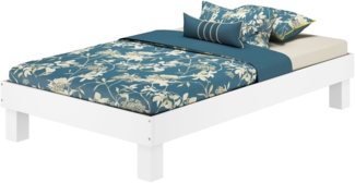 Waschweißes Doppelbett Einzelbett in Überlänge Buche wählbare Bettbreite V-60.87W-220