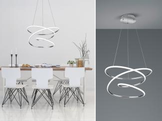 LED Pendelleuchte BOLOGNA Metall Chrom/Weiß 3 Stufen Dimmer, Ø 50cm