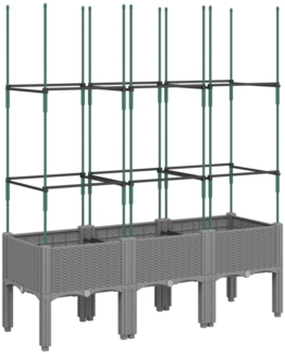 vidaXL Pflanzkübel mit Rankgitter Hellgrau 120x40x142,5 cm PP 367957