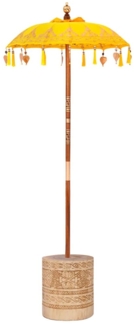 Sonnenschirm mit Fuß Gelb, Braun 250 cm Baumwolle, Holz 3356914