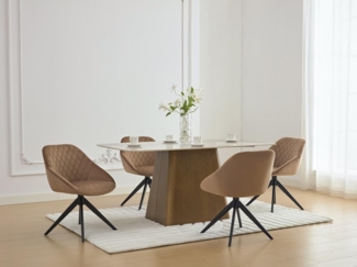 Vente-unique - Drehstuhl - Samt & schwarzes Metall - Braun - PRICILE