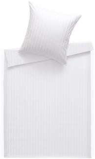 Bettwaesche-mit-Stil Mako Satin Damast Bettwäsche Stripes 20mm weiß Garnitur 155x220cm