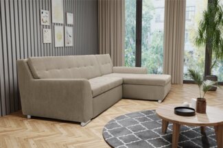 DOMO collection Ecksofa Treviso viele Bezüge, auch in Cord, L-Form, B/T/H: 267/80/83 cm, wahlweise mit Bettfunktion, incl. Zierkissen, hochwertige Steppung