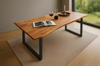 Esstisch Baumkante massiv Akazie natur 220 x 100 schwarz QUINN 67689580