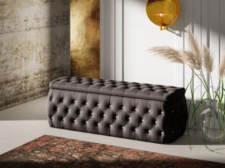 Polsterhocker mit Stauraum Betthocker SEVRA 160x50x45 cm Elisa Velvet Schwarz