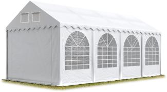 Festzelt XXL Partyzelt 4x8 m, hochwertige PVC 800 N Plane in weiß, 100% wasserdicht, vollverzinkte Stahlkonstruktion mit Verbolzung, Seitenhöhe ca. 2,6 m
