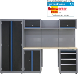 Werkstattwand 13-tlg. Modulares Werkstattschranksystem aus Stahl mit Lochwand Werkstatteinrichtung