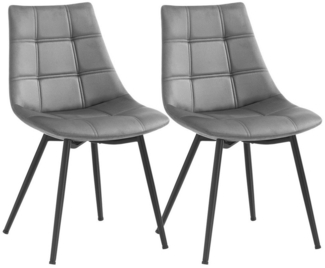 Songmics 2er-Set Esszimmerstühle mit Eisenbeinen, Samt Grau, LDC84GY, 48,5 x 54 x 79 cm