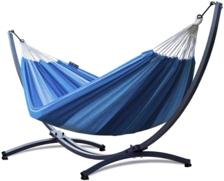 Potenza Hängematte mit Verzinkter Gestell – 220kg für 2 Personen I Hängematte- 220x160, 200kg I Cocoon XXL - Blau