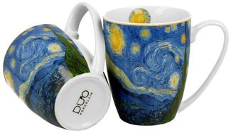 DUO ART GALLERY 2er-Set Klassischer Becher 360 ml STARRY NIGHT inspired by Van Gogh New Bone China Porzellan