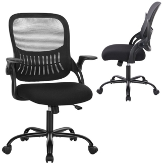 Refined Living Kinderstuhl Bürostuhl Ergonomie Klappbare Armlehnen 360° leise Rollen Drehstuhl (Netzstruktur auf der Rückseite, Höhenverstellung Office Chair, 1 St), Schreibtischstuhl für Schlafzimmer, Arbeitszimmer, Studenten, Büro