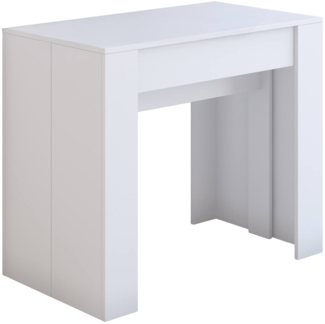 Dmora Ausziehbare Konsole Vaelis, verwandelbar in Esstisch, platzsparend und ausziehbar bis 237 cm, 90-237x76,6x90 cm, Weißholz-Optik