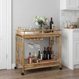 vidaXL Weintrolley mit Rädern Natur 85 x 50 x 93 cm Bambus 42028241