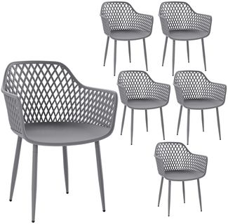 STEELSØN 'Quasira' Gartenstuhl, grau, Kunststoff, wetterfest und UV-beständig, Balkonstuhl bis 120 kg belastbar, 6er Set
