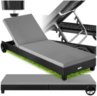 tectake Gartenliege Rattan Sonnenliege, 1, 1 St, 1tlg, mit Aluminiumgestell