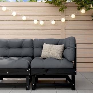 vidaXL Garten-Ecksofa Schwarz Massivholz Kiefer 825370