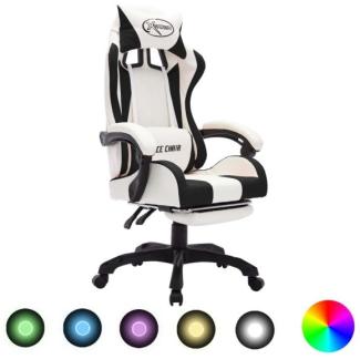 vidaXL Gaming-Stuhl mit RGB LED-Leuchten Schwarz und Weiß Kunstleder 288015