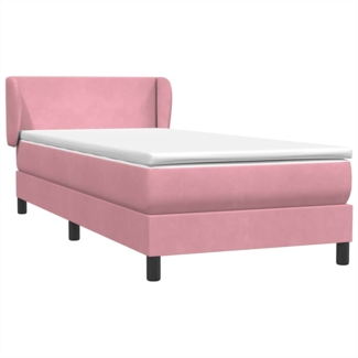 vidaXL Boxspringbett mit Matratze Rosa 100x220 cm Samt 3317396