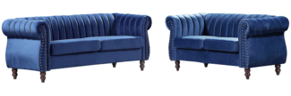 Vente-unique - Chesterfield-Sofagarnitur - 3-Sitzer & 2-Sitzer - Samt - Königsblau - TRUMBO