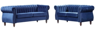 Vente-unique - Chesterfield-Sofagarnitur - 3-Sitzer & 2-Sitzer - Samt - Königsblau - TRUMBO