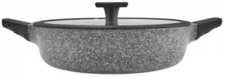 Karaca Kochtopf Serra Biogranit Grau Kochtopf mit Deckel 28cm, Granit-Furnier