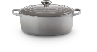 Le Creuset Bräter 'Signature' , Gusseisen , Oval, für alle Herdarten und Induktion geeignet, Perlgrau, 29,0 cm