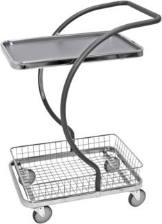 Kongamek C-Line Tischwagen in grau mit Boden und Korb unten 595x360mm Ladefläche