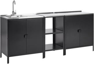 Outdoor-Küche 3er Set mit Spüle VILAMA Metall Schwarz