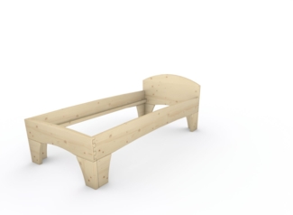 Holzbett (Fichte) "Rosi" 90 x 200 cm 48 cm mit Kopfteil Massivholzbett Bett