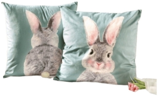 Home-trends24. de Kissenhülle Kissenhülle Hase Hasen Ostermotiv Samt Osterdeko 45 x 45 2er Set, (2 Stück)