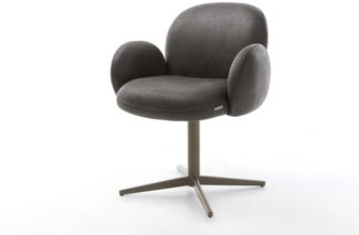 Drehstuhl Nube-Flex mit Armlehnen Mikrofaser Anthrazit Vintage Fußkreuz Effektfinish Titan 360° drehbar Taschenfederkern