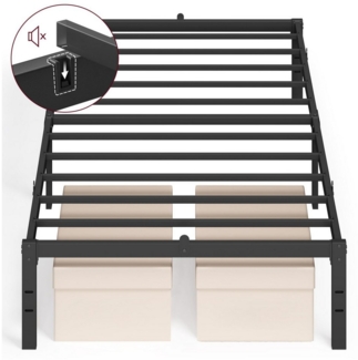 VASAGLE Einzelbettgestell, Bett, 90 x 200 cm, Metallbett, Bettrahmen, Unterbettaufbewahrung, modern, Gästebett, einfacher Aufbau, tintenschwarz RMBDE132B01